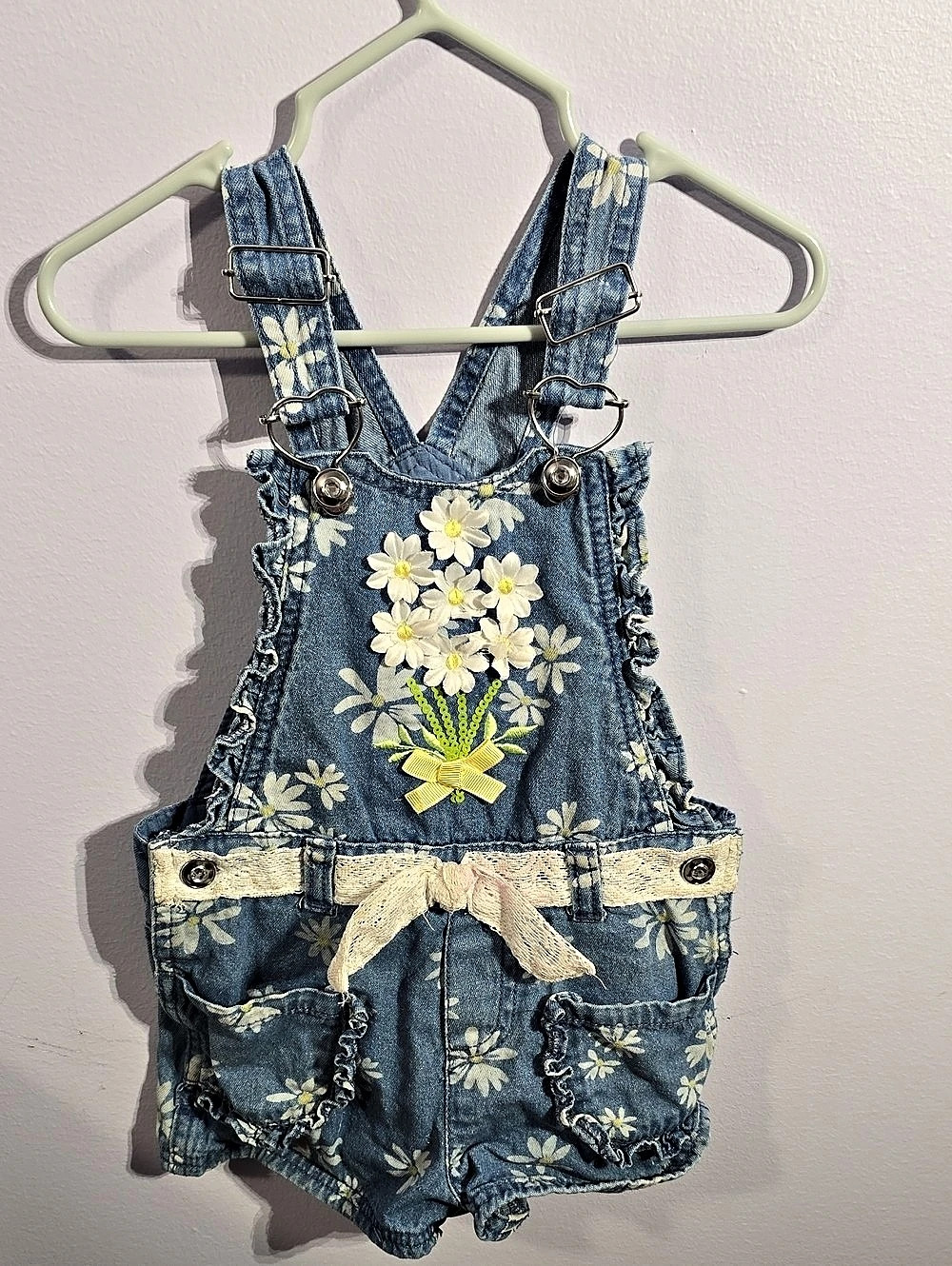 Kids Floral Denim Romper